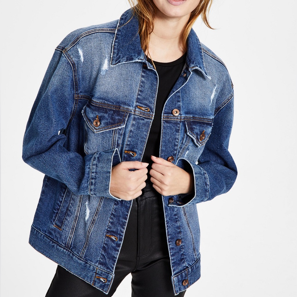 denim jean jacket from Celebrity Pink, a relaxed fit design
